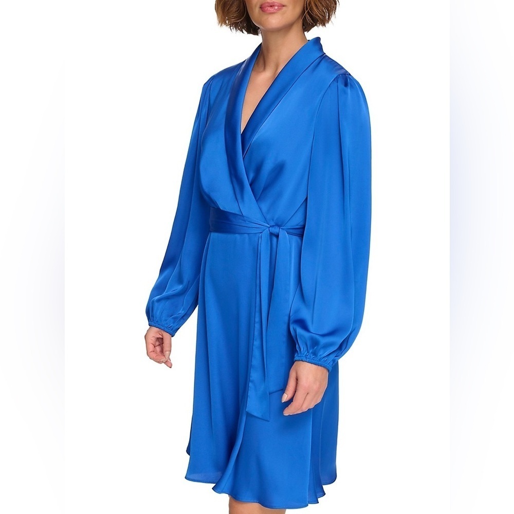 DKNY
Long-Sleeve Shawl-Collar Faux Wrap Dress